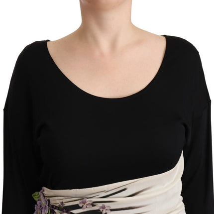Roberto Cavalli Black Silver Sheath Knee Length Dress