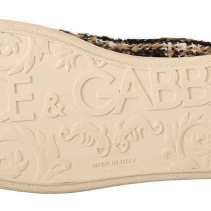 Dolce & Gabbana Beige Brown Wool Cotton High Top Sneakers