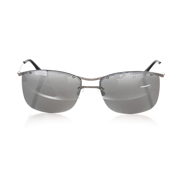 Frankie Morello Silver Metallic Fibre Men Sunglass
