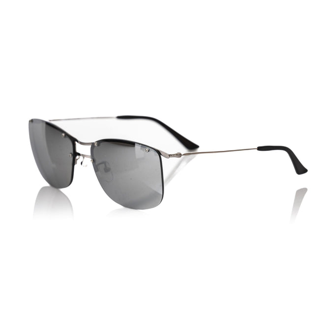 Frankie Morello Silver Metallic Fibre Men Sunglass