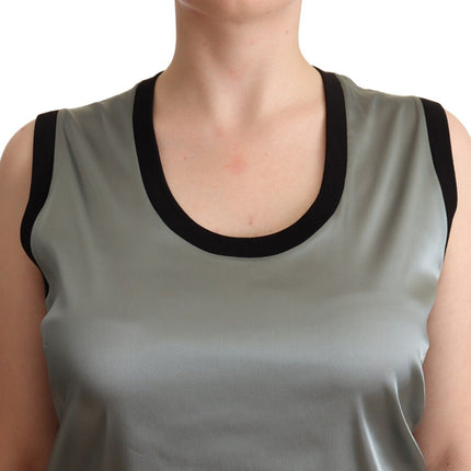 Dolce & Gabbana Silver Round Neck Sleeveless Casual Tank Top
