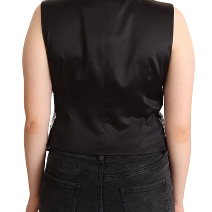 Dolce & Gabbana Black Sequin V-Neck Sleeveless Vest Tank Top