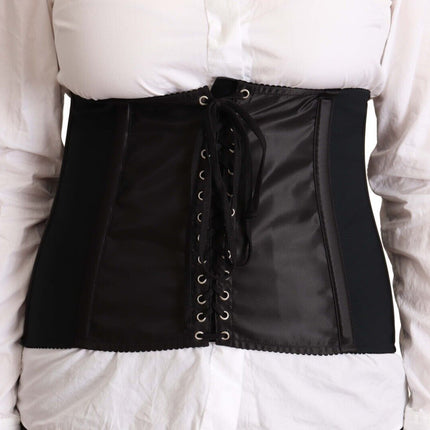 Dolce & Gabbana Black Corset Belt Stretch Waist Strap Top