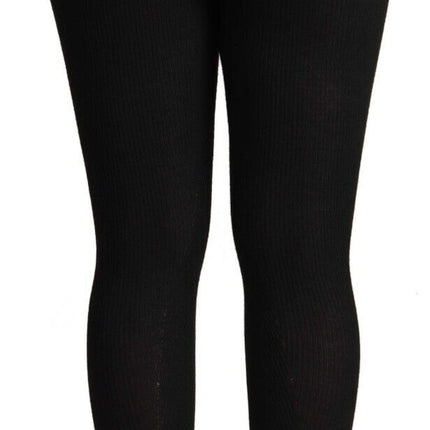 Dolce & Gabbana Black Cashmere Stretch Waist Tights Pants