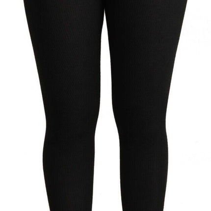 Dolce & Gabbana Black Cashmere Stretch Waist Tights Pants