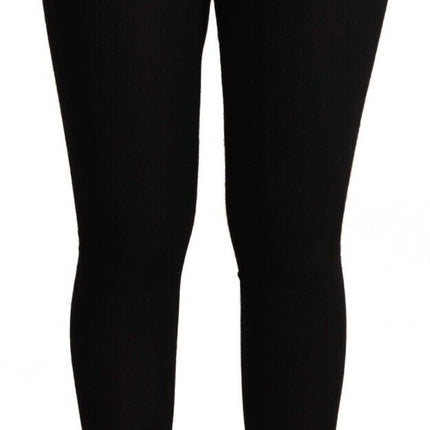 Dolce & Gabbana Black Cashmere Stretch Waist Tights Pants