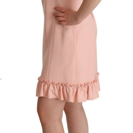 Dolce & Gabbana Pink Ruffled Sleeves Viscose Sheath Dress