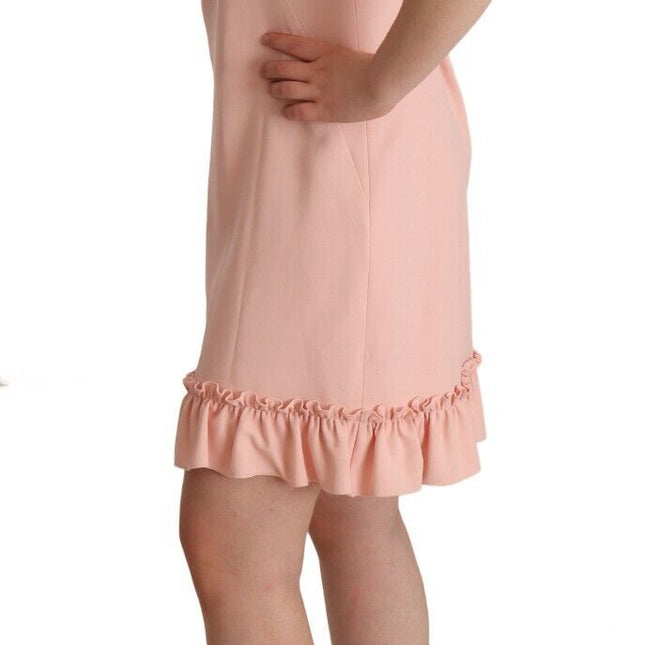 Dolce & Gabbana Pink Ruffled Sleeves Viscose Sheath Dress