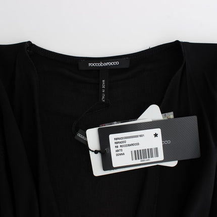 Roccobarocco Black Embellished Jersey Mini Sheath Short Dress