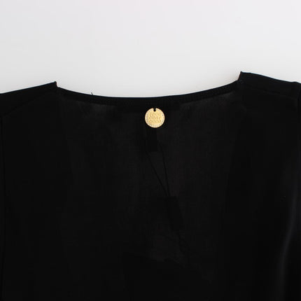 Roccobarocco Black Embellished Jersey Mini Sheath Short Dress