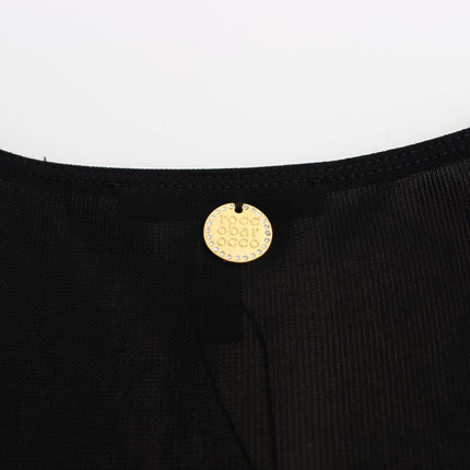 Roccobarocco Black Embellished Jersey Mini Sheath Short Dress