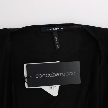 Roccobarocco Black Embellished Jersey Mini Sheath Short Dress