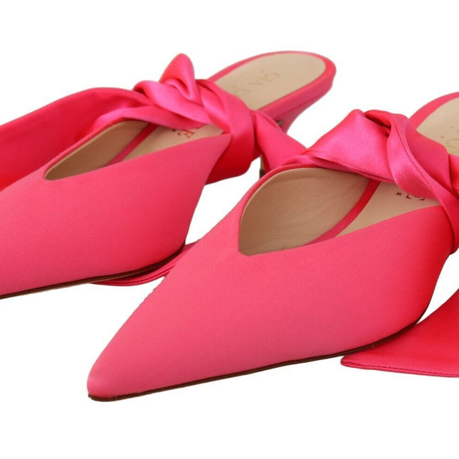 GIA COUTURE Pink Leather Lace Up Kitten Heels Pumps Shoes