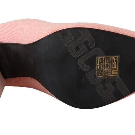 GCDS Pink Suede Logo Socks Block Heel Ankle Boots Shoes