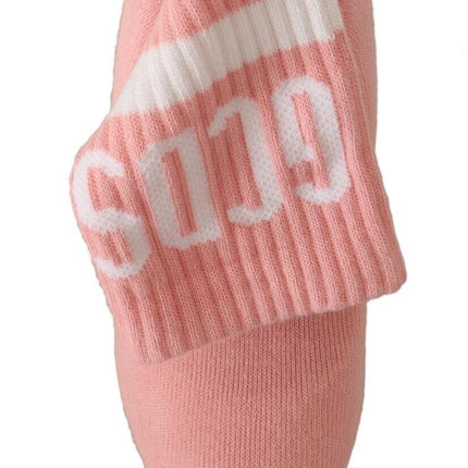 GCDS Pink Suede Logo Socks Block Heel Ankle Boots Shoes