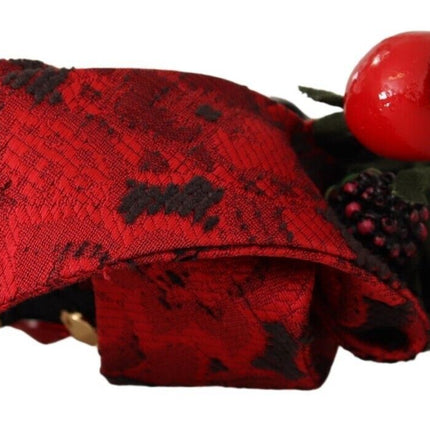 Dolce & Gabbana Red Tiara Berry Fruit Crystal Bow Hair Diadem Headband