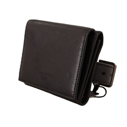 Dolce & Gabbana Black Leather Trifold Purse Belt Multi Kit Wallet