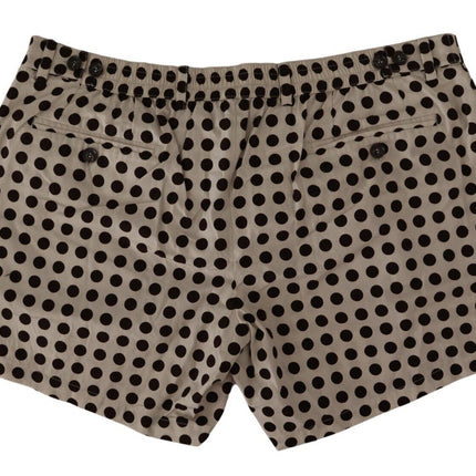 Dolce & Gabbana Black White Polka Dots Cotton Linen Shorts