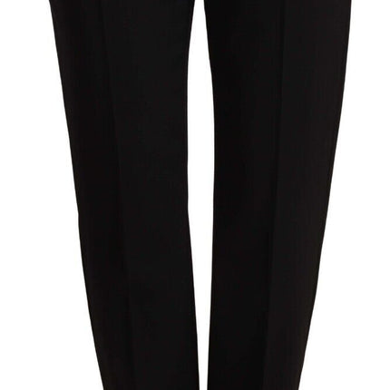 Dolce & Gabbana Black Mid Waist Skinny Trouser Wool Pants