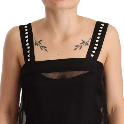 Dolce & Gabbana Black Silk Stretch Crystal Sheath Mini Dress