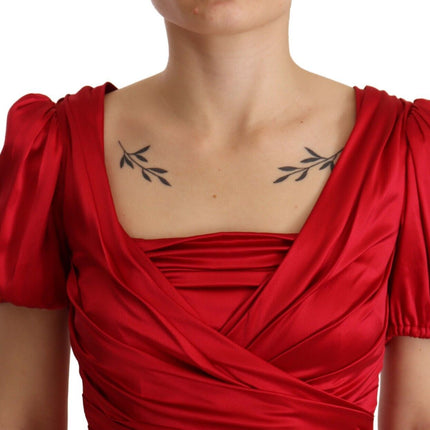 Dolce & Gabbana Red Silk Stretch Sheath Mermaid Gown Dress