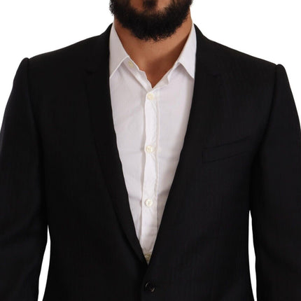 Dolce & Gabbana Black Wool Single Breasted Suit GOLD Jacket