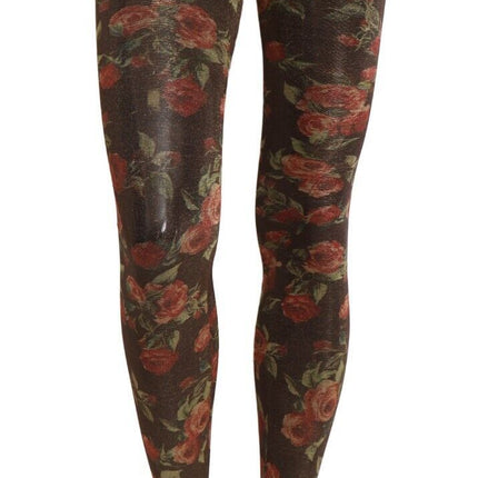 Dolce & Gabbana Black Floral Print Stockings Nylon Tights