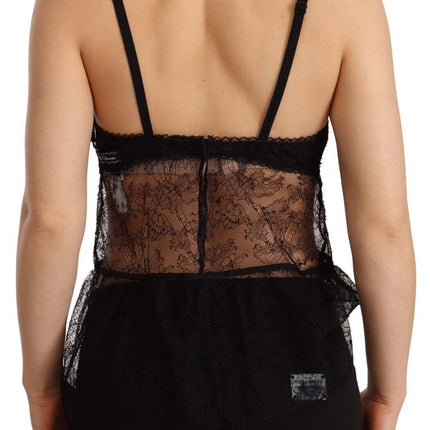 Dolce & Gabbana Black Silk Lace Babydoll Nylon Lingerie Top