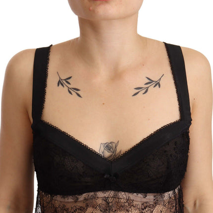 Dolce & Gabbana Black Silk Lace Babydoll Nylon Lingerie Top