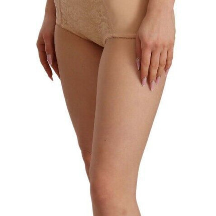 Dolce & Gabbana Beige Nylon Floral Lace Bodysuit Underwear