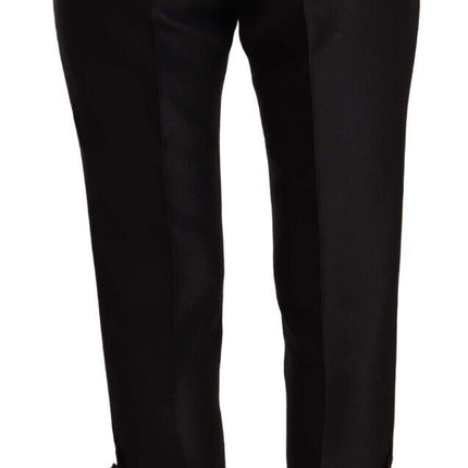 Dsquared² Black Button Embellished Cropped High Waist Pants