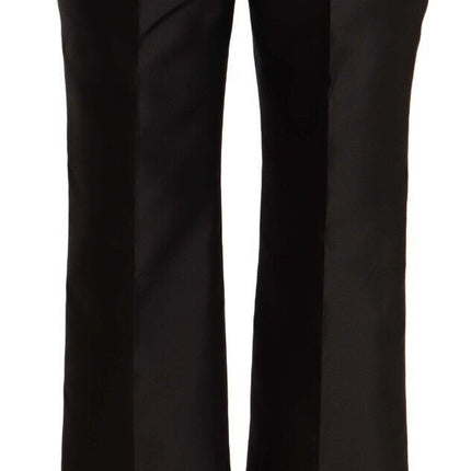 Dolce & Gabbana Black 100% Silk Flared Cropped Pants