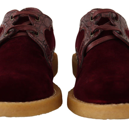 Dolce & Gabbana Bordeaux Velvet Exotic Leather Shoes