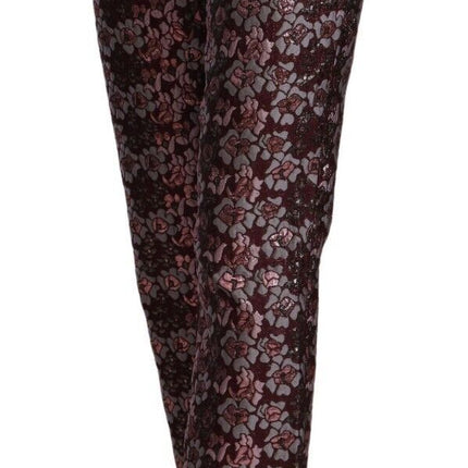 House of Holland Multicolor Floral Jacquard Flared Cropped Pants