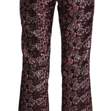 House of Holland Multicolor Floral Jacquard Flared Cropped Pants