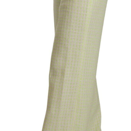 MSGM Yellow Green Cotton High Waist Straight Long Pants