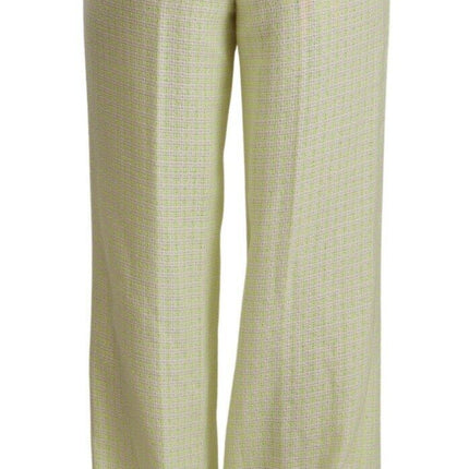 MSGM Yellow Green Cotton High Waist Straight Long Pants