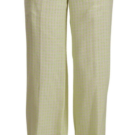 MSGM Yellow Green Cotton High Waist Straight Long Pants