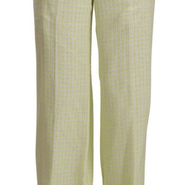 MSGM Yellow Green Cotton High Waist Straight Long Pants