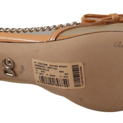 Dolce & Gabbana Peach Mesh Leather Chains Heels Pumps Shoes