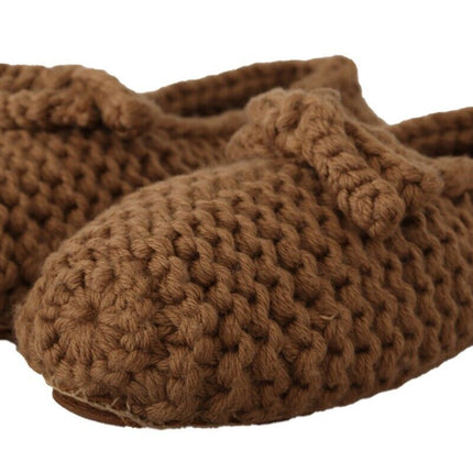 Dolce & Gabbana Brown Slip On Ballerina Flats Wool Knit Shoes