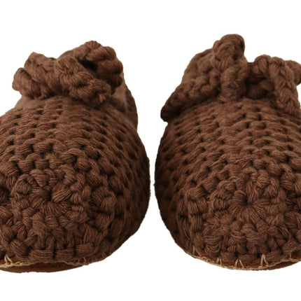 Dolce & Gabbana Brown Slip On Ballerina Flats Wool Knit Shoes