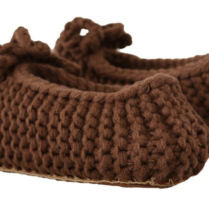 Dolce & Gabbana Brown Slip On Ballerina Flats Wool Knit Shoes