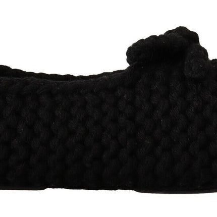 Dolce & Gabbana Black Slip On Ballerina Flats Wool Knit Shoes