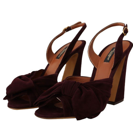 Dolce & Gabbana Dark Purple Suede Ankle Strap Sandals Shoes