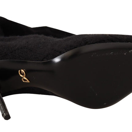 Dolce & Gabbana Black Stretch Socks Knee High Booties Shoes
