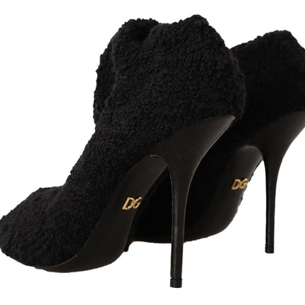 Dolce & Gabbana Black Stretch Socks Knee High Booties Shoes