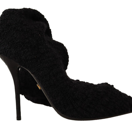 Dolce & Gabbana Black Stretch Socks Knee High Booties Shoes