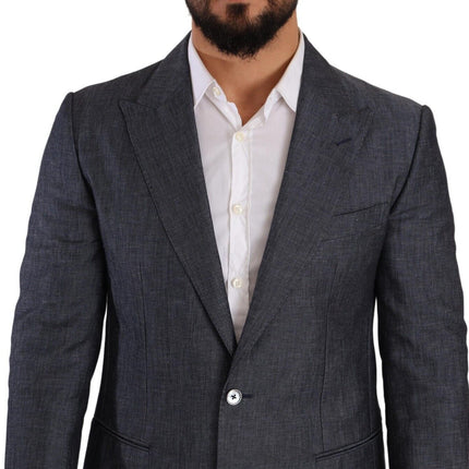 Dolce & Gabbana Blue Linen Cotton Jacket TAORMINA Blazer