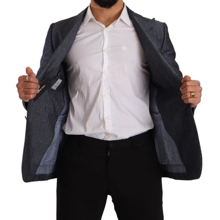 Dolce & Gabbana Blue Linen Cotton Jacket TAORMINA Blazer
